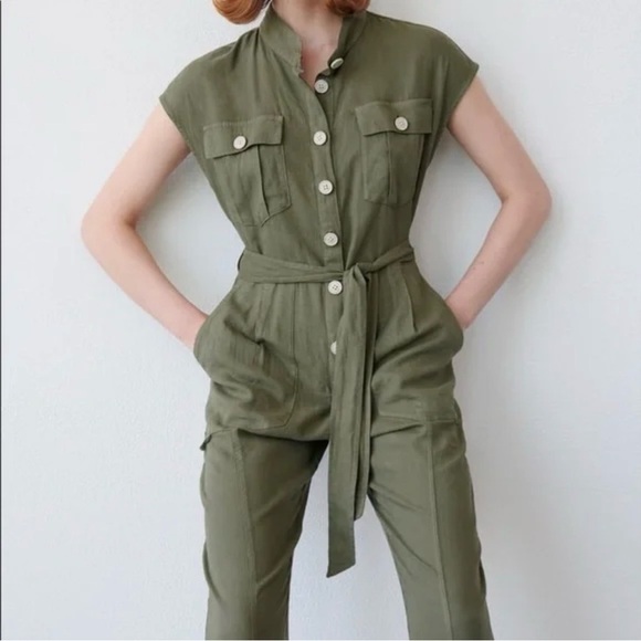 Zara Linen belted jumpsuit - Picture 2 of 12